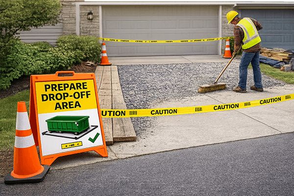 Preparing a driveway for delivery