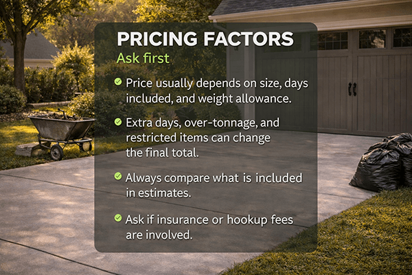 Local Near Me Dumpster Pricing comparison and project planning