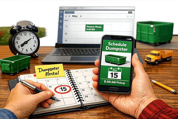 Scheduling and planning a dumpster rental